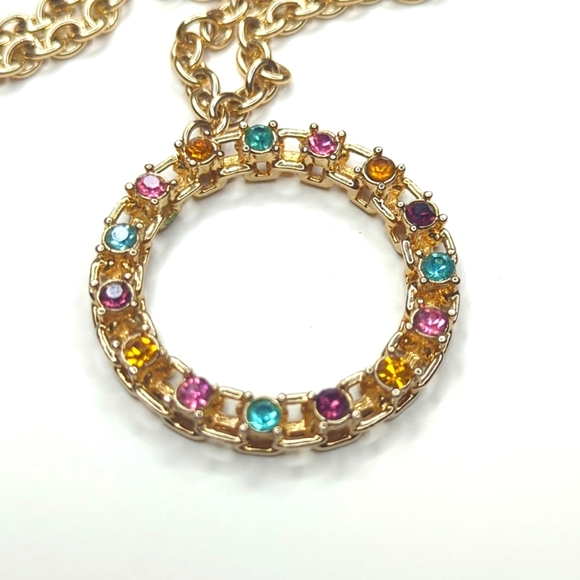 ❤️5/$25 Vintage Retro Sarah Coventry Multi Color Circle Necklace - Picture 2 of 4